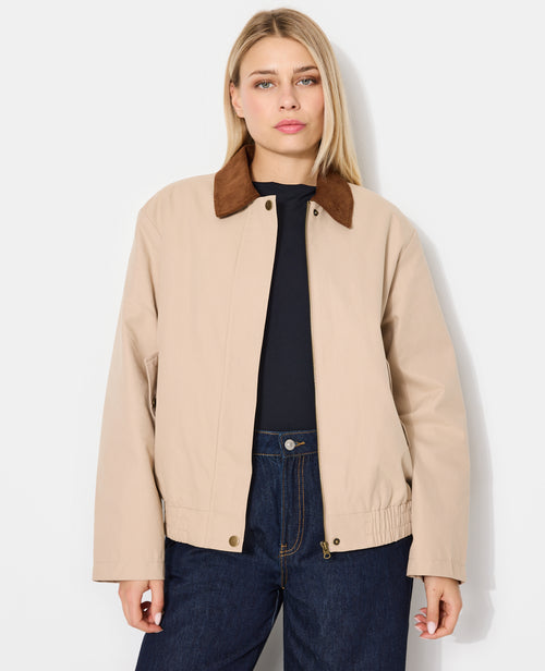Manteau court en toile avec col velours - PIMKIE - 1