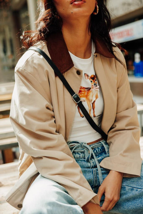 Manteau court en toile avec col velours - PIMKIE - 1