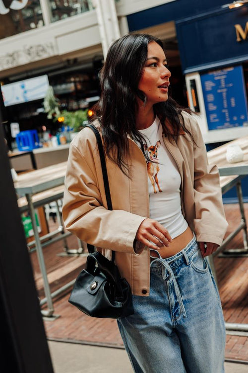 Manteau court en toile avec col velours - PIMKIE - 2