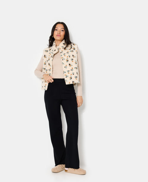 Veste sans manches en sherpa motif fleurs - PIMKIE - 3