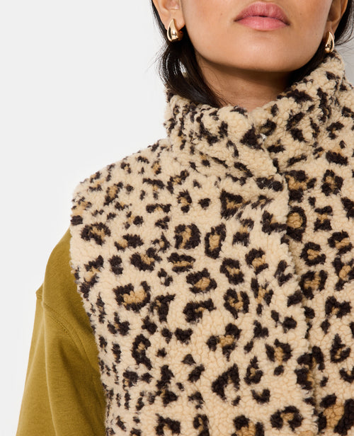 Veste sans manches en sherpa motif léopard - PIMKIE - 2