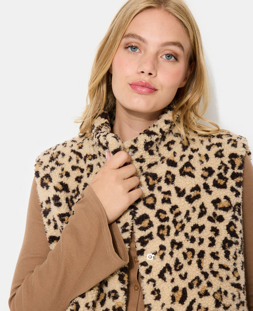 Veste sans manches en sherpa motif léopard - PIMKIE - 2