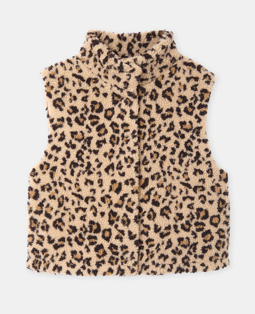 Veste sans manches en sherpa motif léopard - PIMKIE - 4