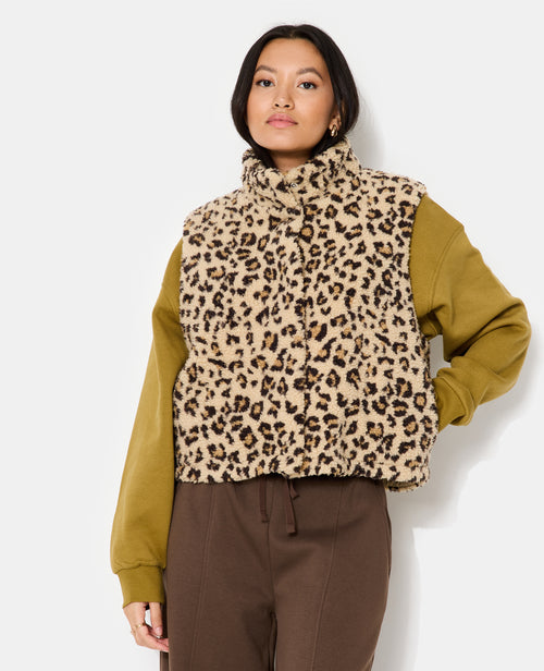 Veste sans manches en sherpa motif léopard - PIMKIE - 5