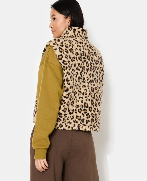 Veste sans manches en sherpa motif léopard - PIMKIE - 6