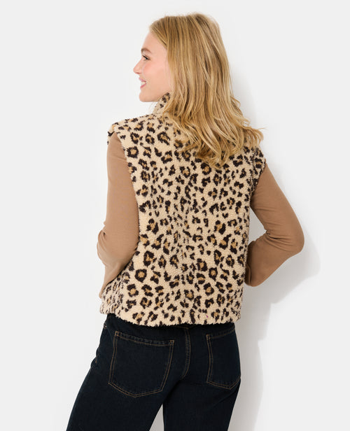 Veste sans manches en sherpa motif léopard - PIMKIE - 6