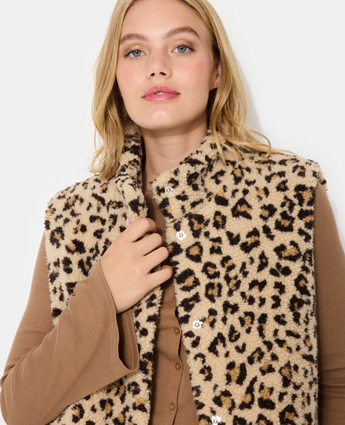 Veste sans manches en sherpa motif léopard - PIMKIE - 7