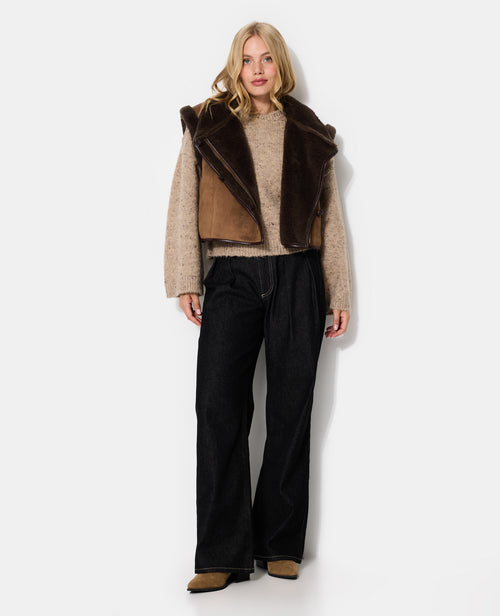 Blouson sans manches façon peau lainée - PIMKIE - 3