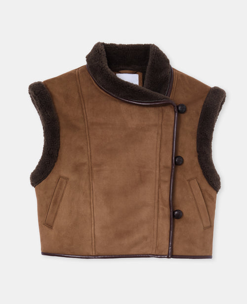 Blouson sans manches façon peau lainée - PIMKIE - 4