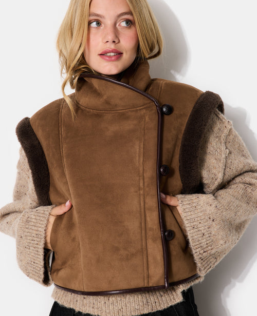 Blouson sans manches façon peau lainée - PIMKIE - 5