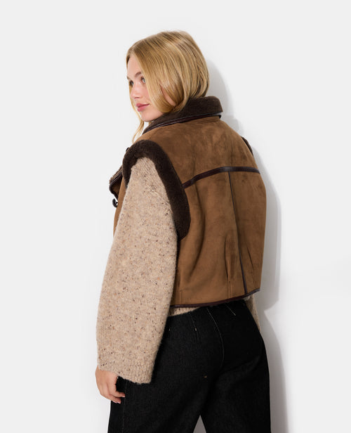 Blouson sans manches façon peau lainée - PIMKIE - 6