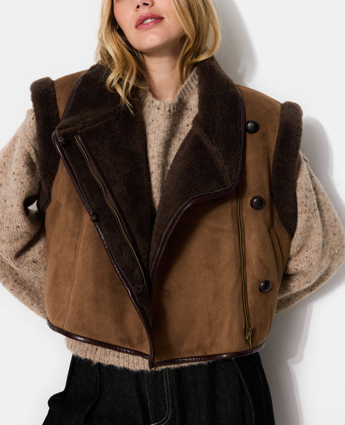 Blouson sans manches façon peau lainée - PIMKIE - 7