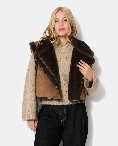 Blouson sans manches façon peau lainée - PIMKIE - 8