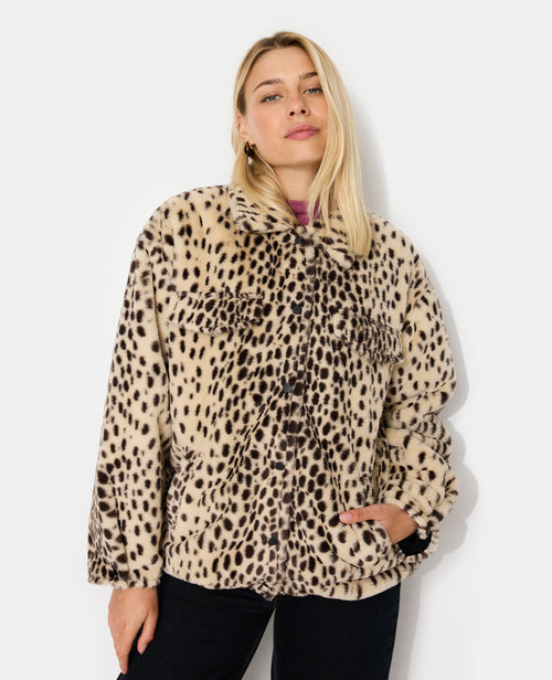 Blouson forme chemise en fausse fourrure motif guépard - PIMKIE - 5