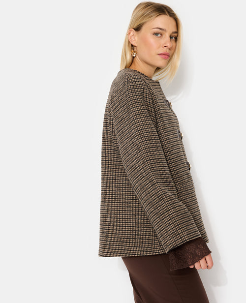 Manteau court en drap de laine motif pied-de-poule - PIMKIE - 2