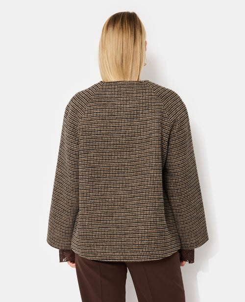 Manteau court en drap de laine motif pied-de-poule - PIMKIE - 6