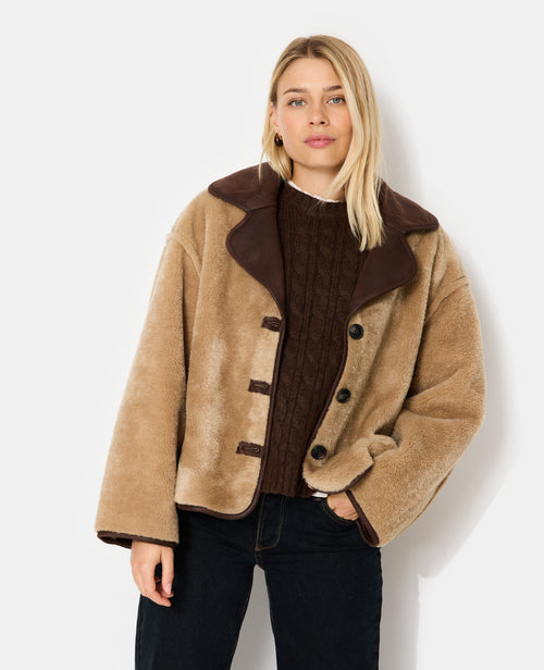 Blouson en fausse peau retournée avec boutons - PIMKIE - 1