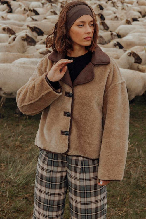 Blouson en fausse peau retournée avec boutons - PIMKIE - 1