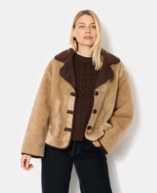 Blouson en fausse peau retournée avec boutons - PIMKIE - 5