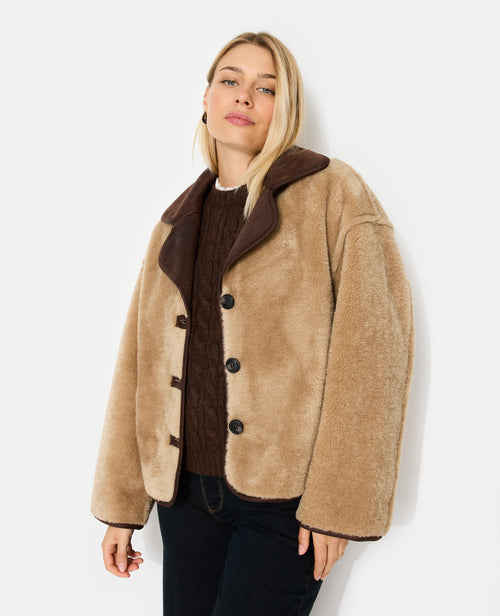 Blouson en fausse peau retournée avec boutons - PIMKIE - 7