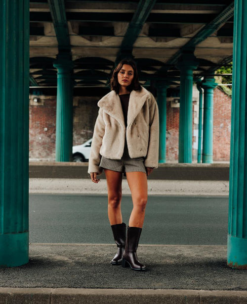 Blouson fausse fourrure avec grand col - PIMKIE - 1