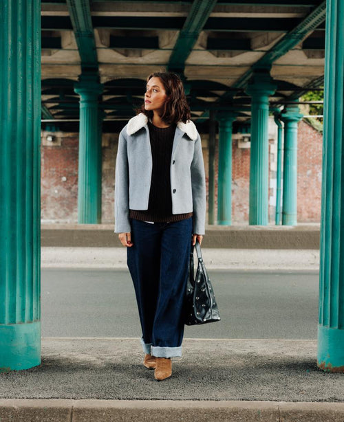 Blouson façon drap de laine avec col sherpa - PIMKIE - 1