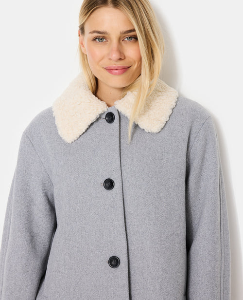 Blouson façon drap de laine avec col sherpa - PIMKIE - 2