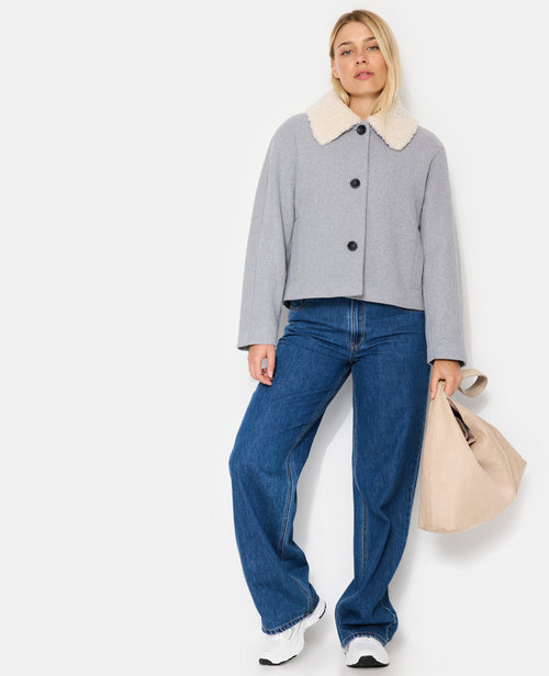 Blouson façon drap de laine avec col sherpa - PIMKIE - 3