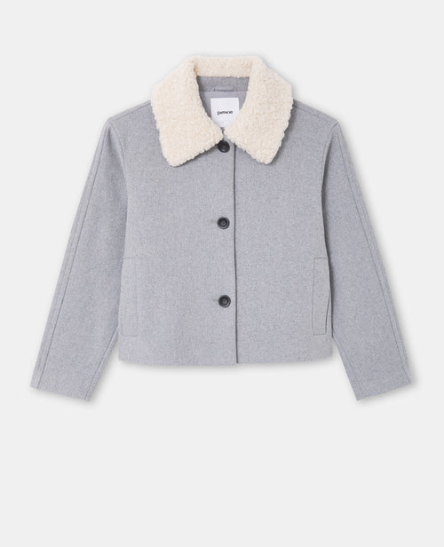 Blouson façon drap de laine avec col sherpa - PIMKIE - 4