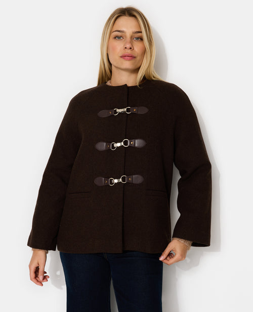 Manteau court en drap de laine - Main Image