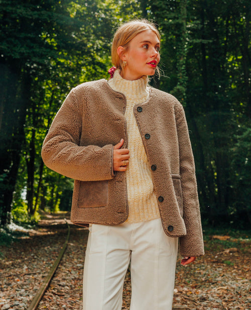 Blouson en sherpa façon peau lainée - PIMKIE - 1