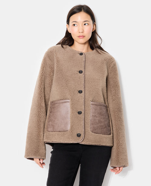 Blouson en sherpa façon peau lainée - PIMKIE - 5