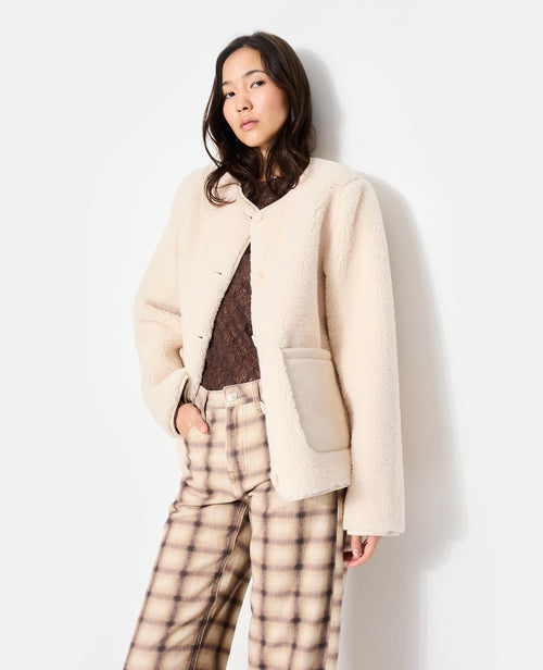 Blouson en sherpa façon peau lainée - PIMKIE - 1