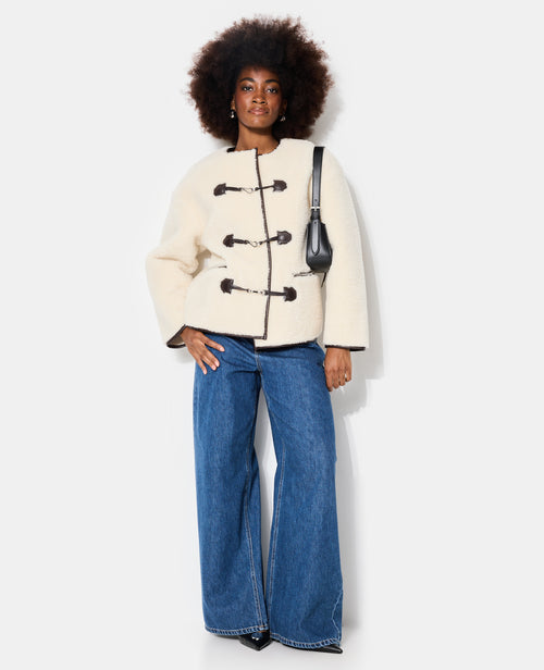 Blouson droit en sherpa avec attaches mousqueton - PIMKIE - 3