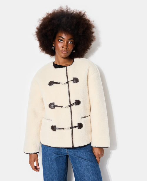Blouson droit en sherpa avec attaches mousqueton - PIMKIE - 5