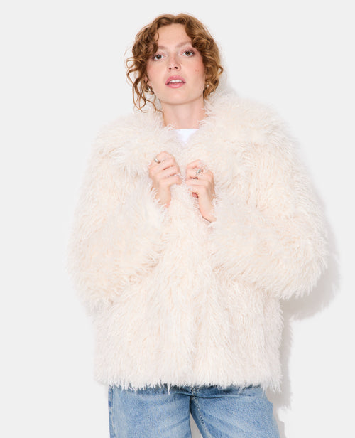 Manteau shaggy en fourrure bouclée - PIMKIE - 1