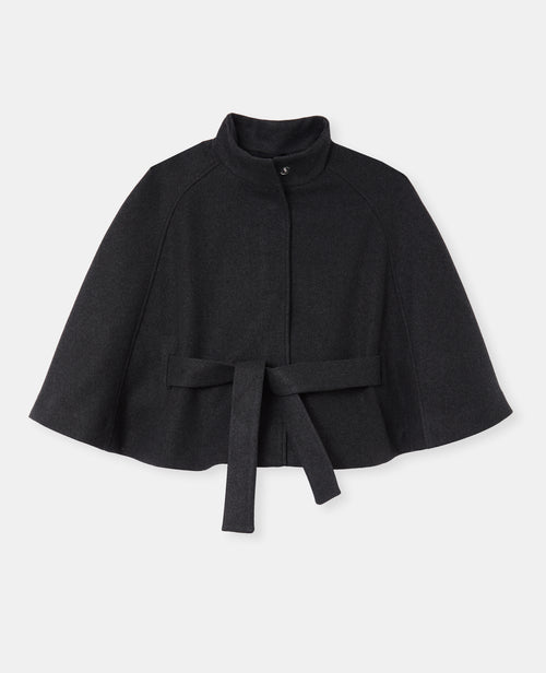 Manteau court cape drap de laine avec ceinture - PIMKIE - 4