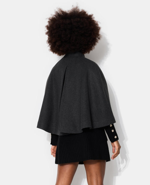 Manteau court cape drap de laine avec ceinture - PIMKIE - 6