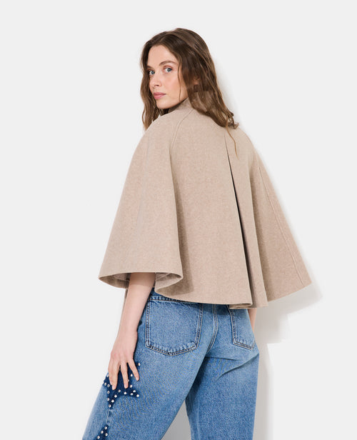 Manteau court cape drap de laine avec ceinture - PIMKIE - 7