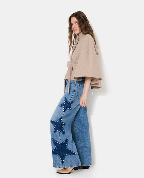 Manteau court cape drap de laine avec ceinture - PIMKIE - 8
