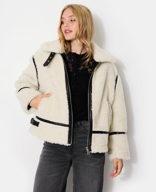 Blouson sherpa façon peau lainée - PIMKIE - 1