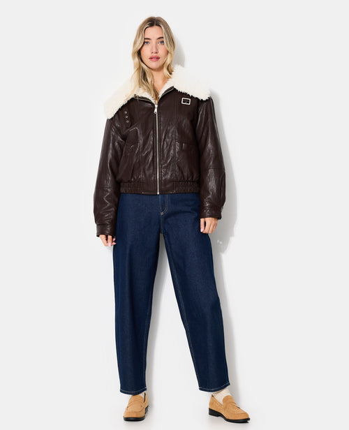 Blouson en simili avec grand col fourrure - PIMKIE - 3