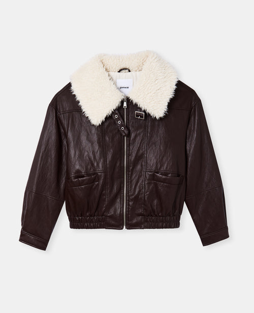 Blouson en simili avec grand col fourrure - PIMKIE - 4