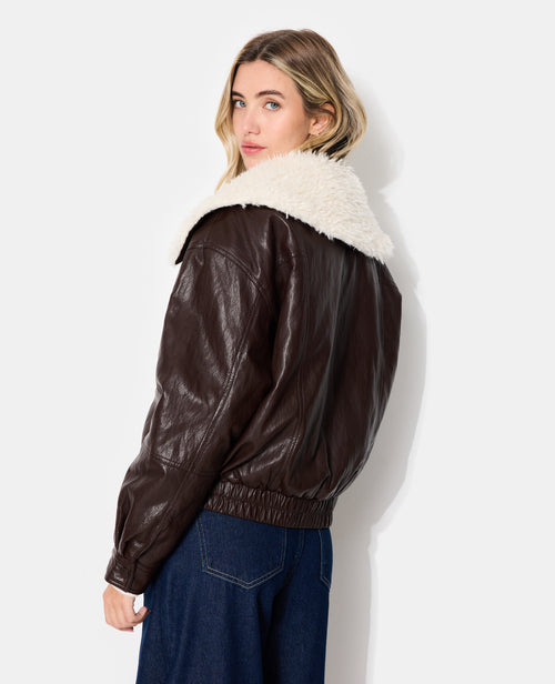 Blouson en simili avec grand col fourrure - PIMKIE - 6