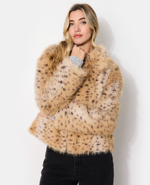 Blouson en fourrure esprit guépard avec col - PIMKIE - 2