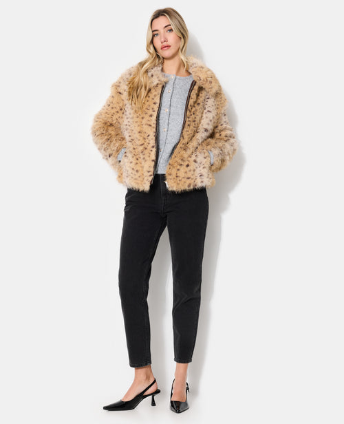 Blouson en fourrure esprit guépard avec col - PIMKIE - 3