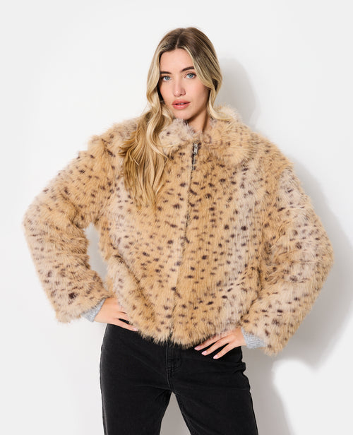 Blouson en fourrure esprit guépard avec col - PIMKIE - 7