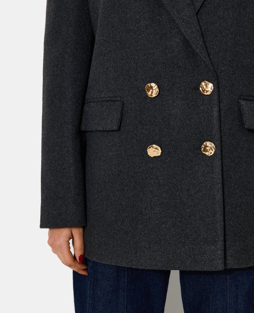 Manteau court effet drap de laine avec boutons dorés - PIMKIE - 2