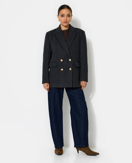Manteau court effet drap de laine avec boutons dorés - PIMKIE - 3