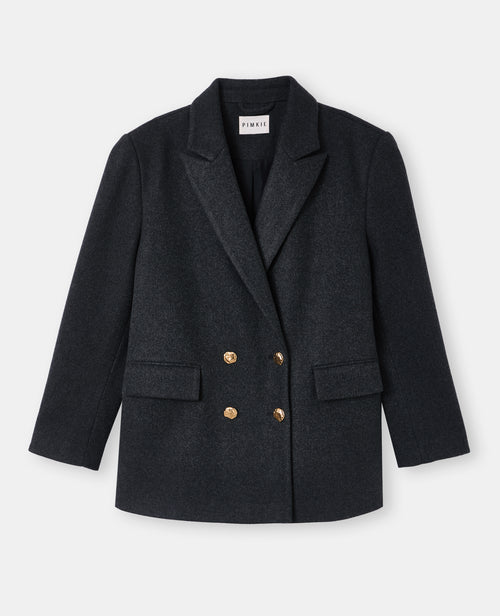 Manteau court effet drap de laine avec boutons dorés - PIMKIE - 4